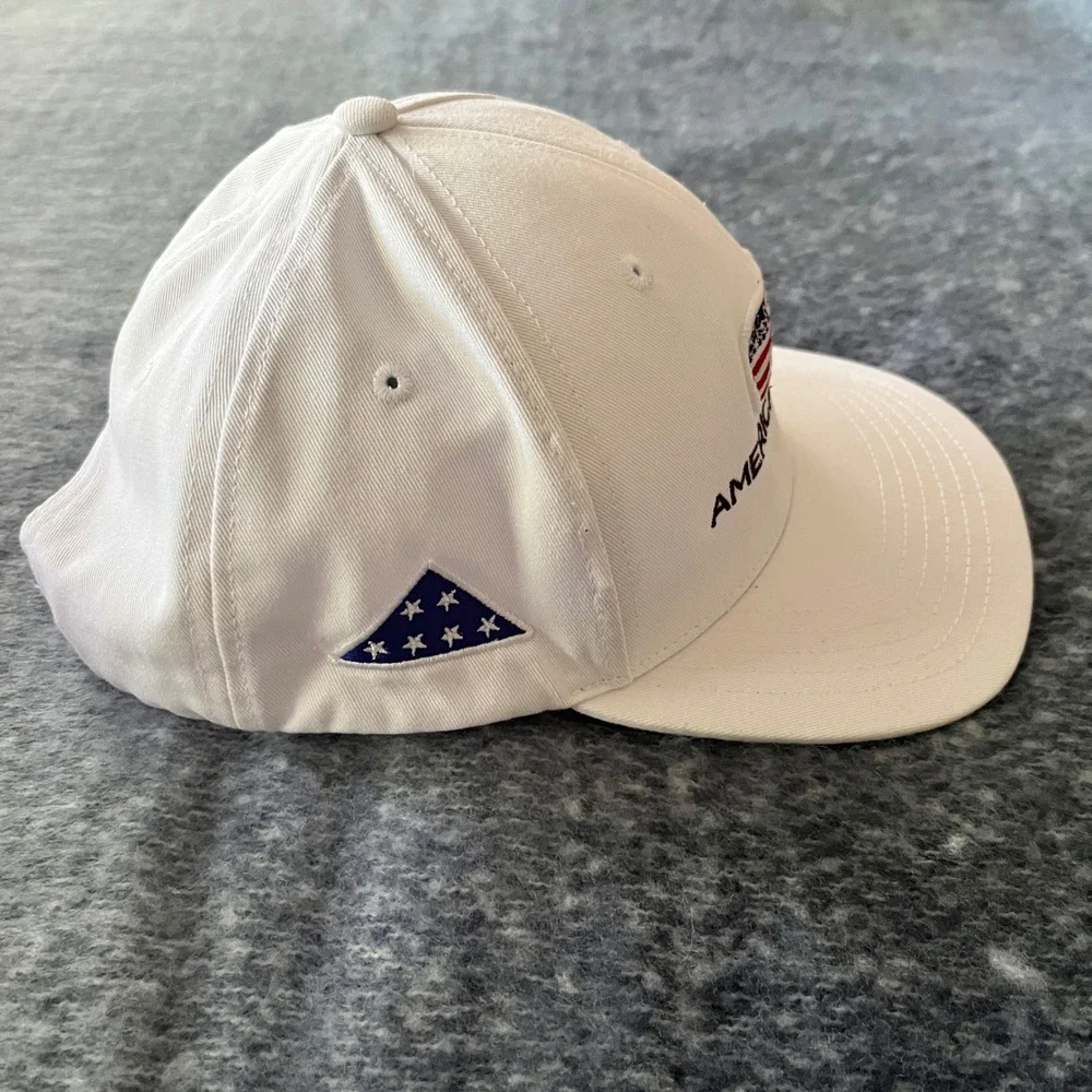 American Dunes Hat Men's One Size White American Flag Bear Golf Course Michigan